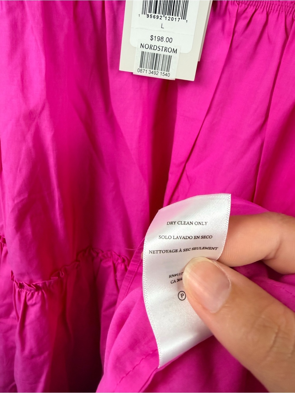 Rails Carmen Dress Azalea Pink Smocked Tiered Mini Sundress Organic Cotton NWT L - Picture 6 of 7